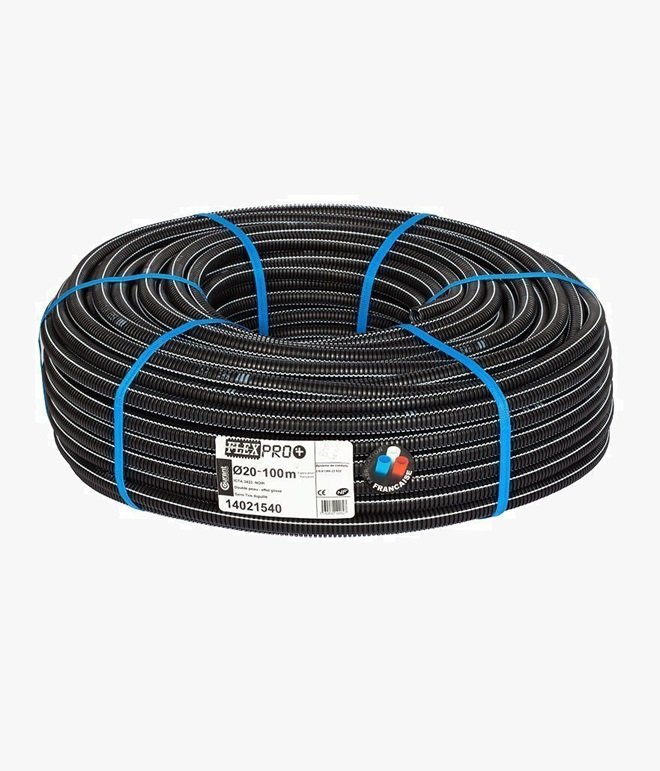 Gaine annelée Ø20-100m Flexpro+, Noir