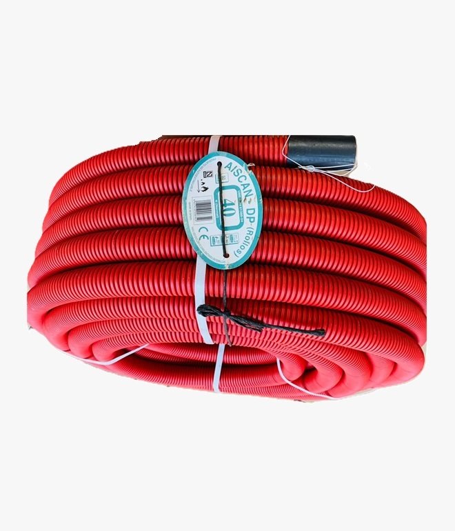 Gaine annelée Ø40-50m Aiscan DP40, Rouge