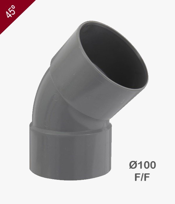 Coude PVC 45° Diam. 100mm – F/F