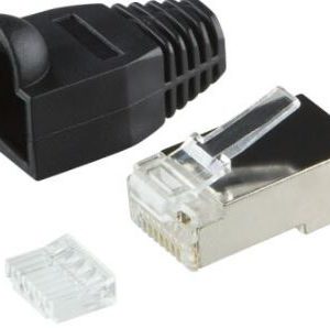 connecteur  RJ45 Cat 6 Blindee avec peigne et manchon noir[PRESN100]